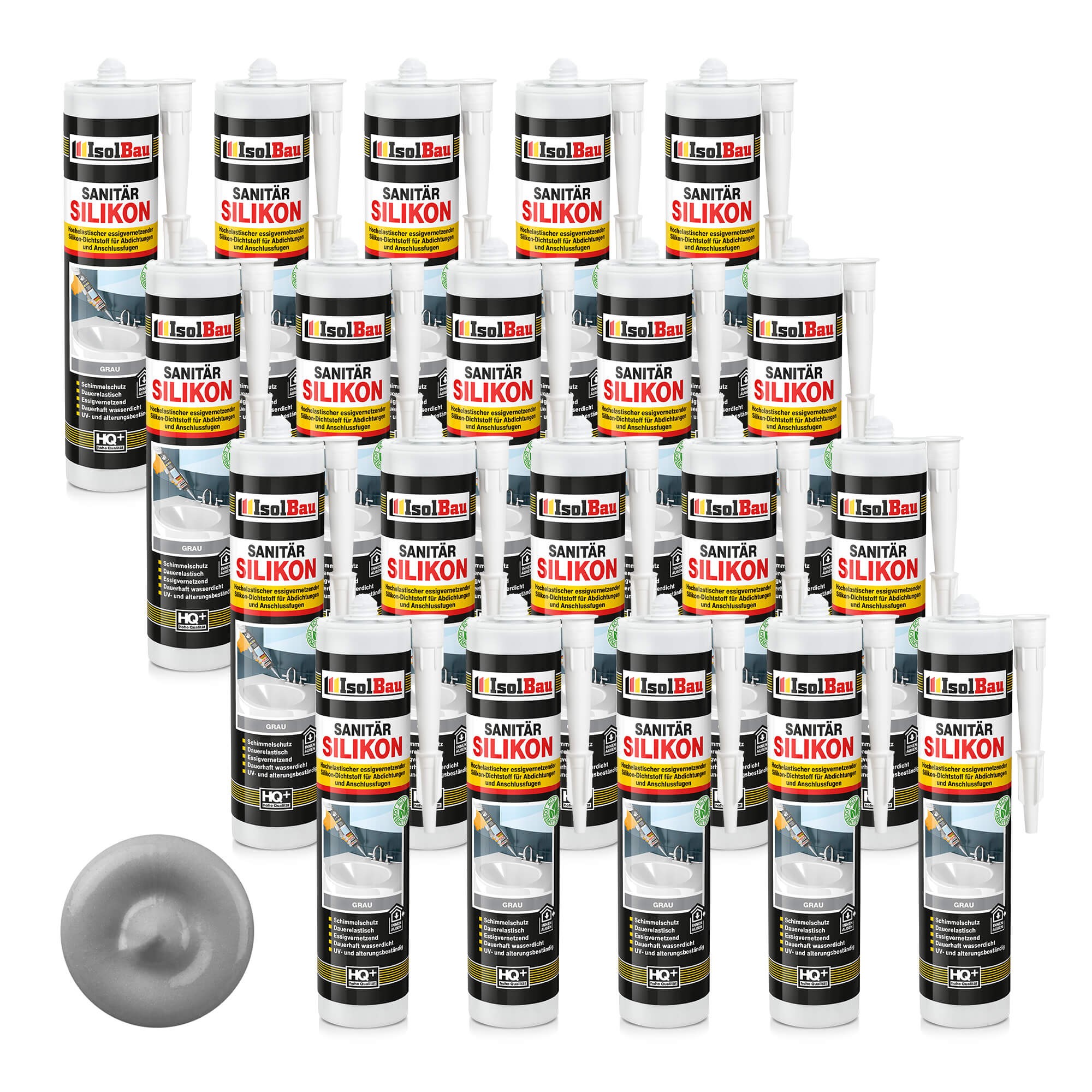 Sanitär Silikon Grau 20 X 300 Ml Dichtstoff Küche Dusche Abdichten Kleben Bad