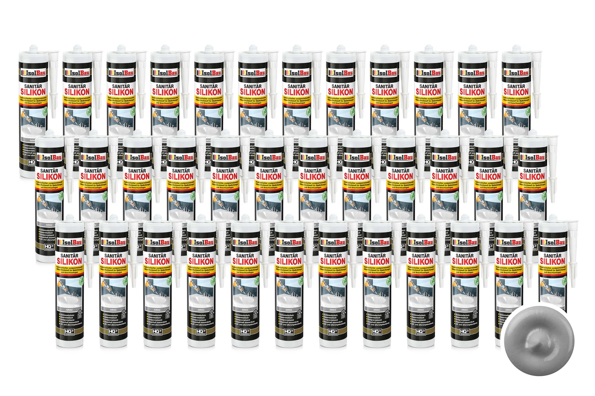 Sanitär Silikon Grau 36 X 300 Ml Dichtstoff Dusche Kleben Bad Küche Abdichten