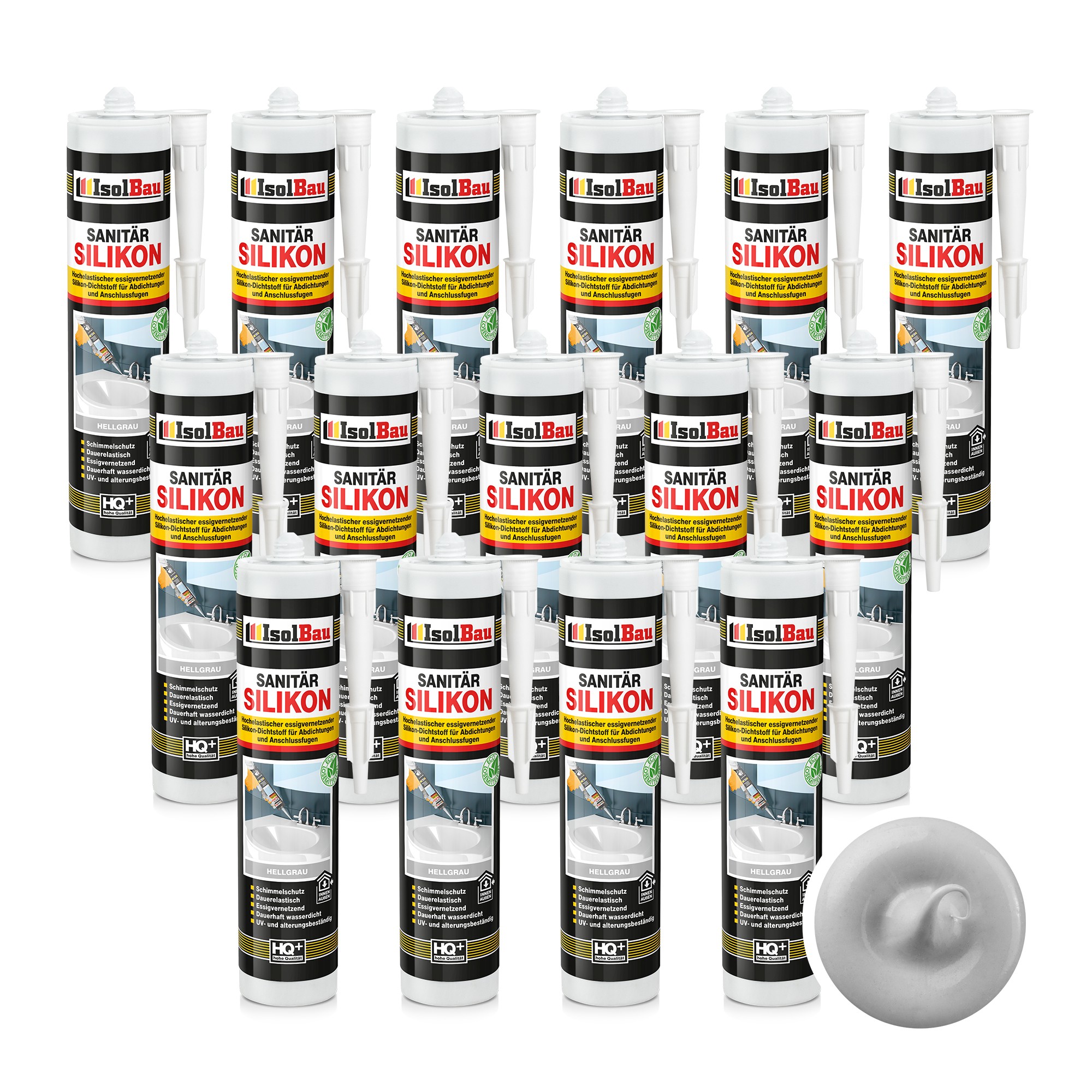 Sanitär Silikon Hellgrau 15 X 300 Ml Kleben Dusche Abdichten Küche Dichtstoff