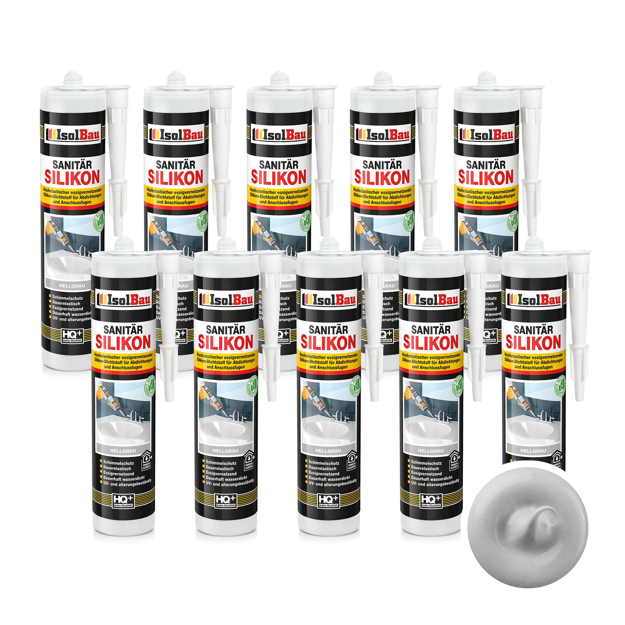 Sanitär Silikon Hellgrau 10 X 300 Ml Küche Dichtstoff Kleben Dusche Abdichten