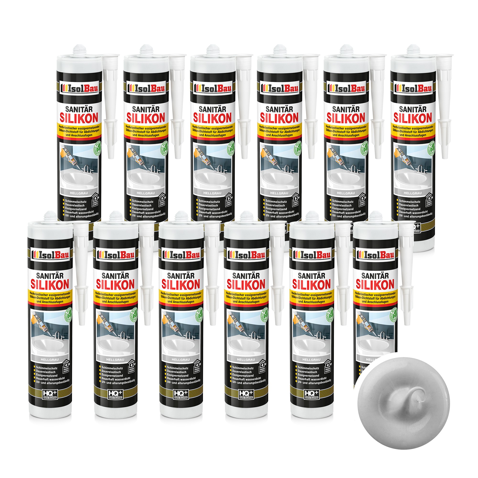 Sanitär Silikon Hellgrau 12 X 300 Ml Dichtstoff Kleben Dusche Abdichten Küche