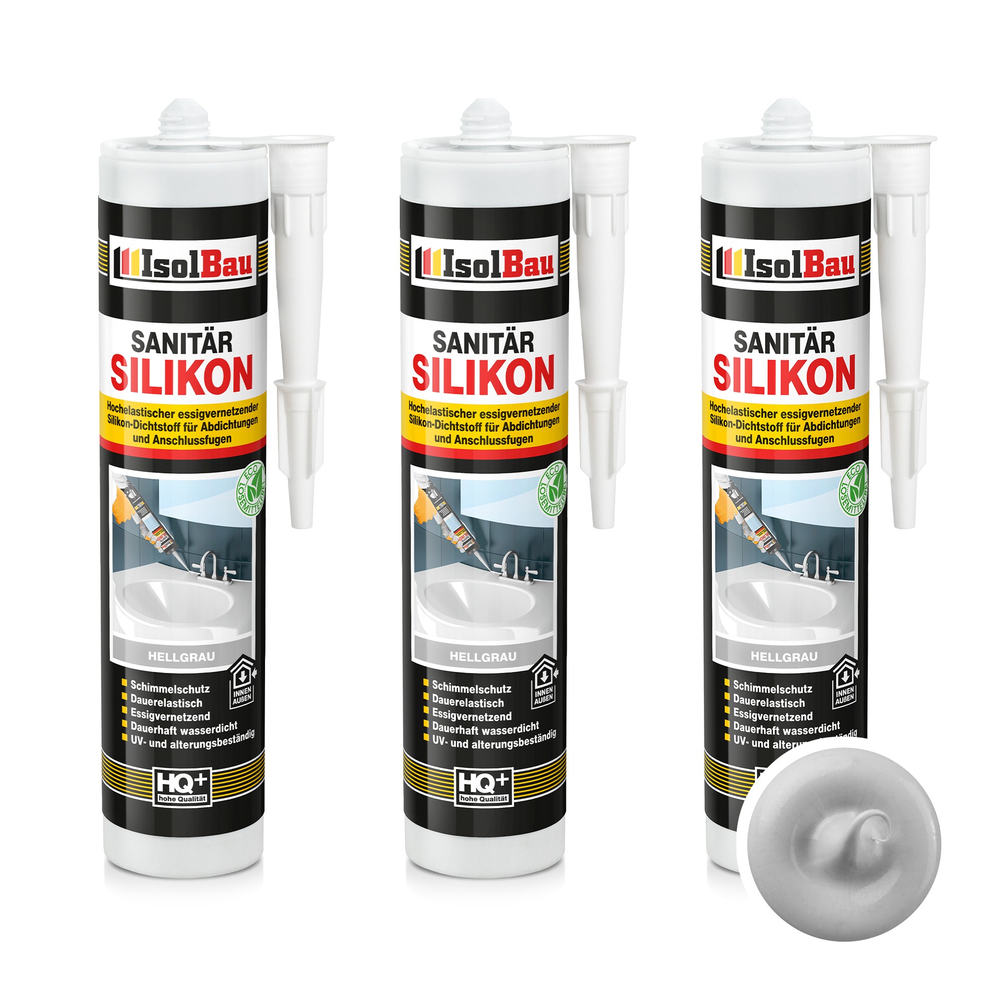 Sanitär Silikon Hellgrau 3 X 300 Ml Küche Abdichten Kleben Dusche Dichtstoff
