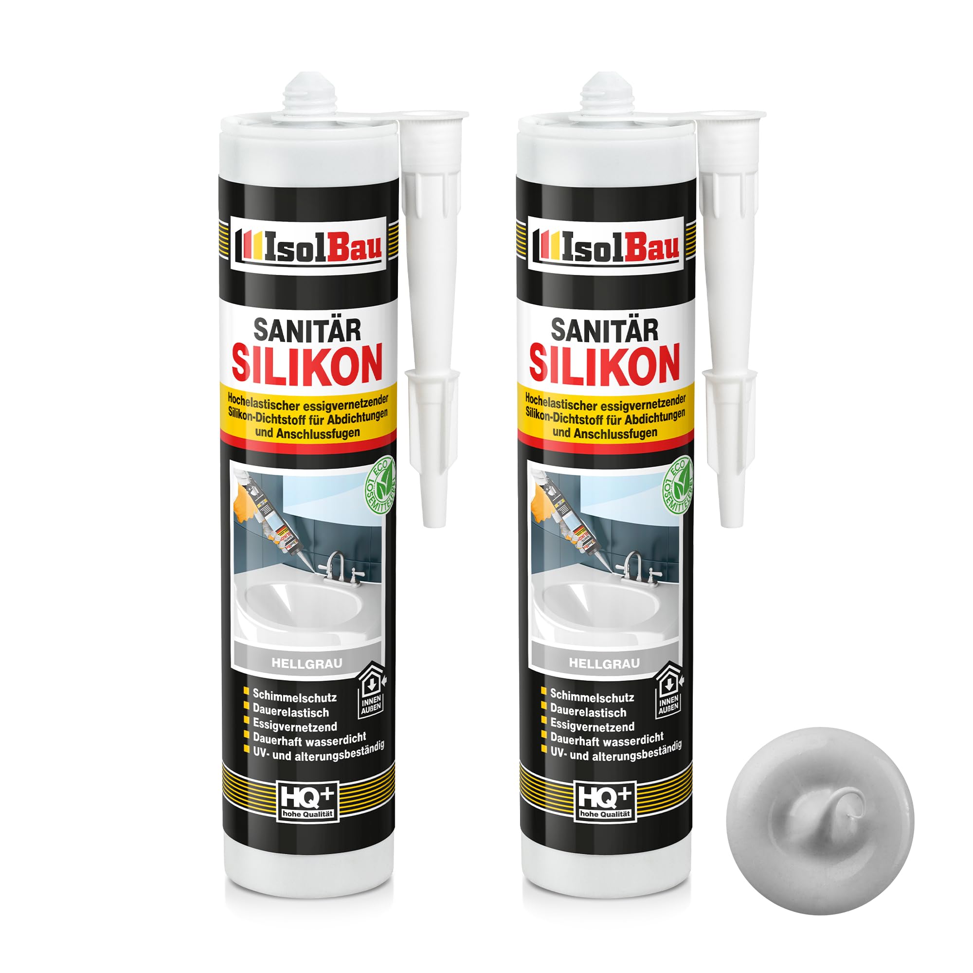 Sanitär Silikon Hellgrau 2 X 300 Ml Dichtstoff Küche Abdichten Kleben Dusche