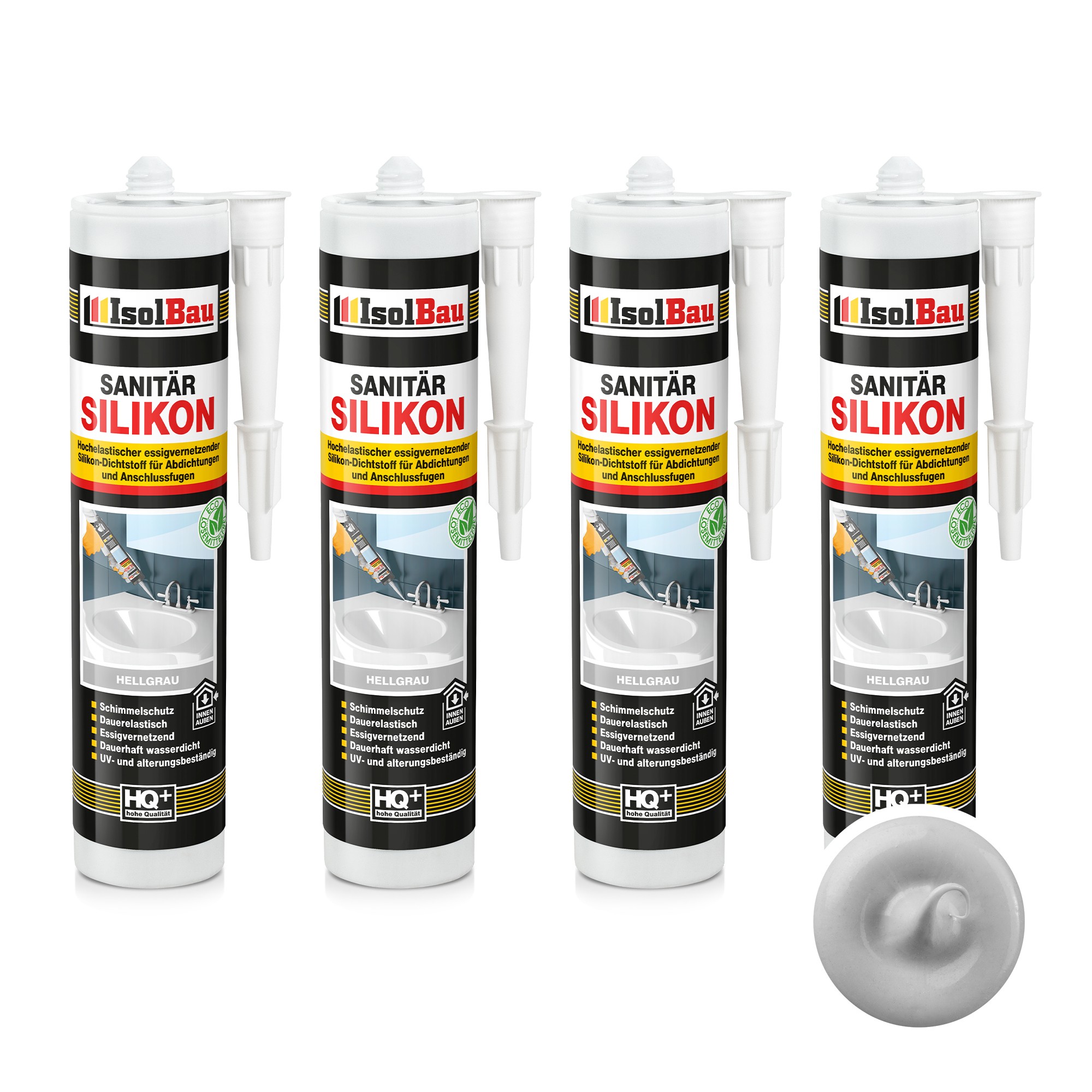 Sanitär Silikon Hellgrau 4 X 300 Ml Küche Abdichten Dusche Dichtstoff Kleben
