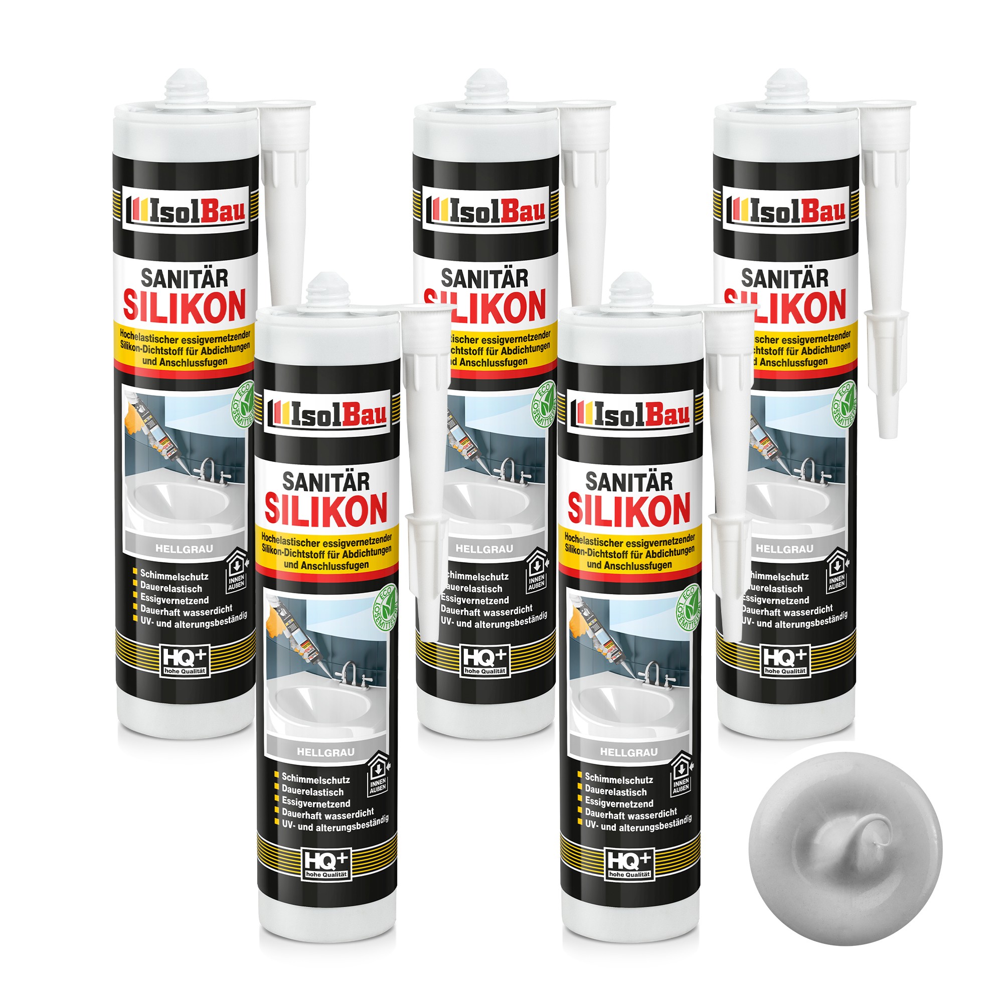Sanitär Silikon Hellgrau 5 X 300 Ml Küche Abdichten Dichtstoff Kleben Dusche
