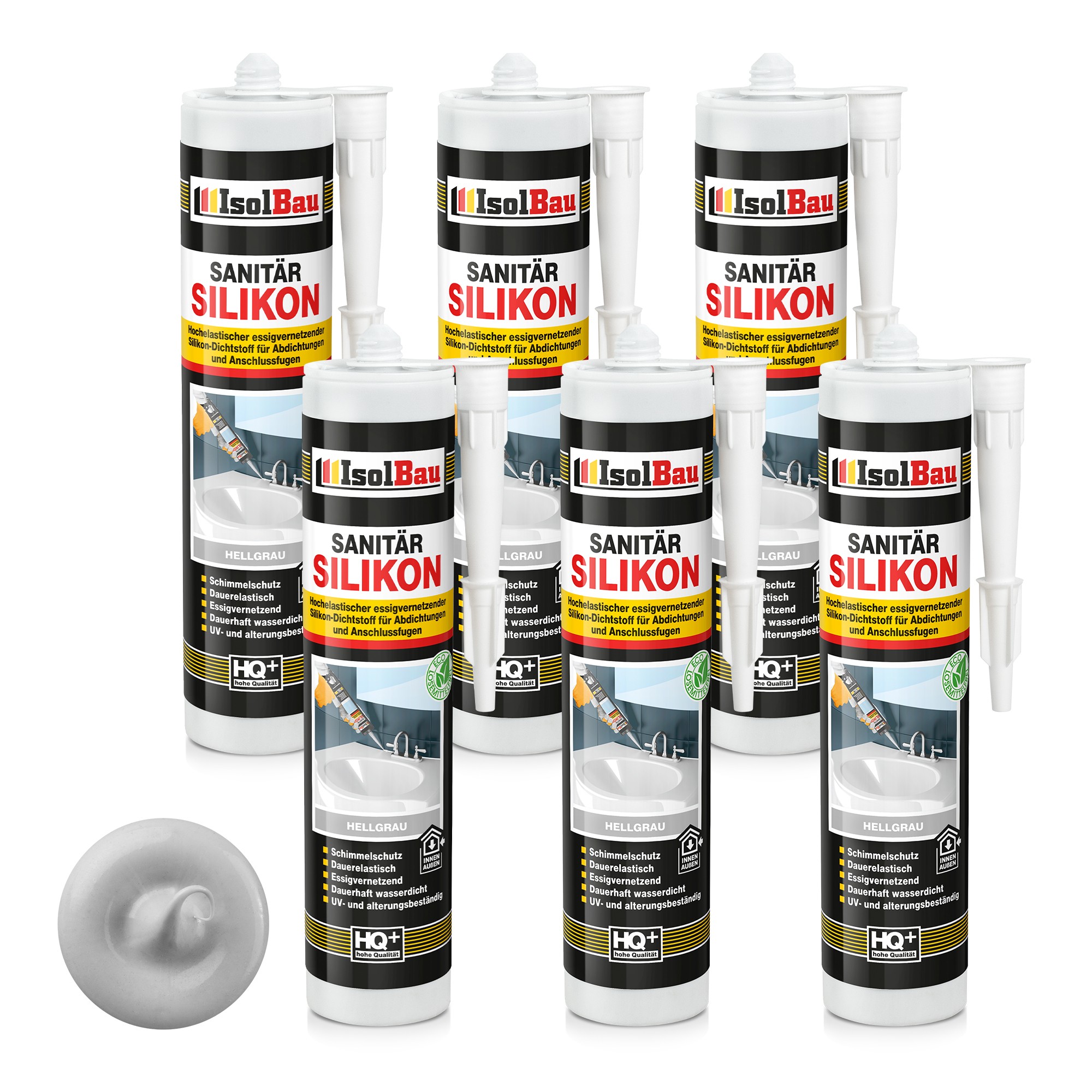 Sanitär Silikon Hellgrau 6 X 300 Ml Küche Dichtstoff Kleben Dusche Abdichten