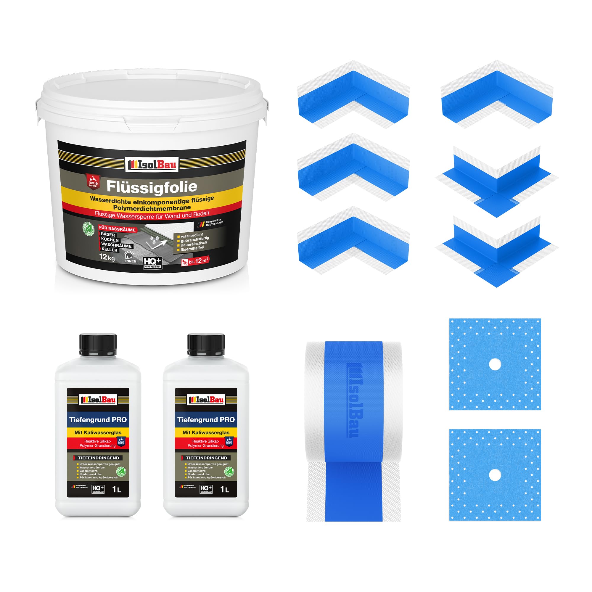 Dichtset Dusche Flüssigfolie 12 Kg Abdichtset Dichtband Bad Set Duschelement