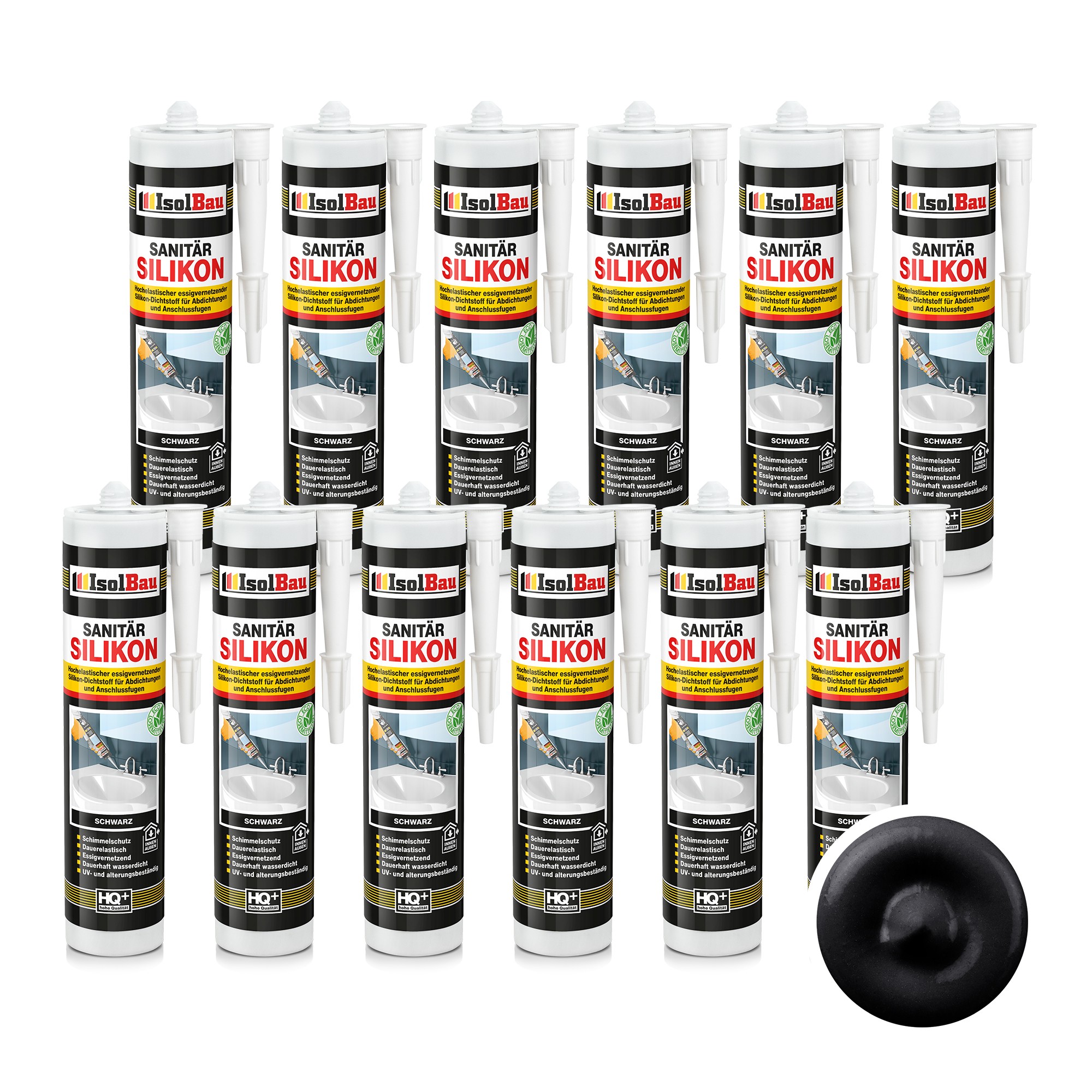 Sanitär Silikon Schwarz 12 X 300 Ml Dusche Abdichten Kleben Bad Dichtstoff Küche