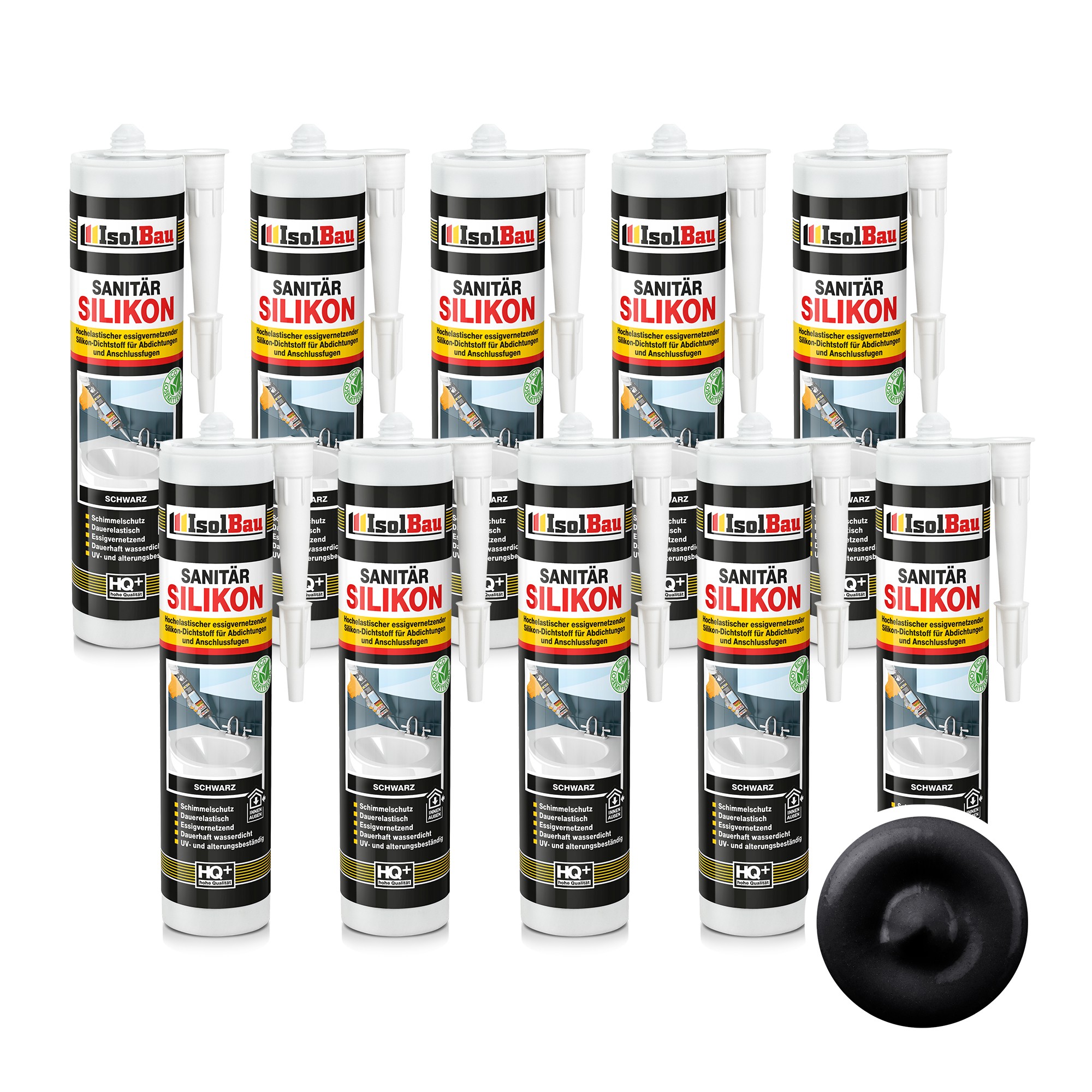 Sanitär Silikon Schwarz 10 X 300 Ml Küche Dusche Abdichten Kleben Bad Dichtstoff