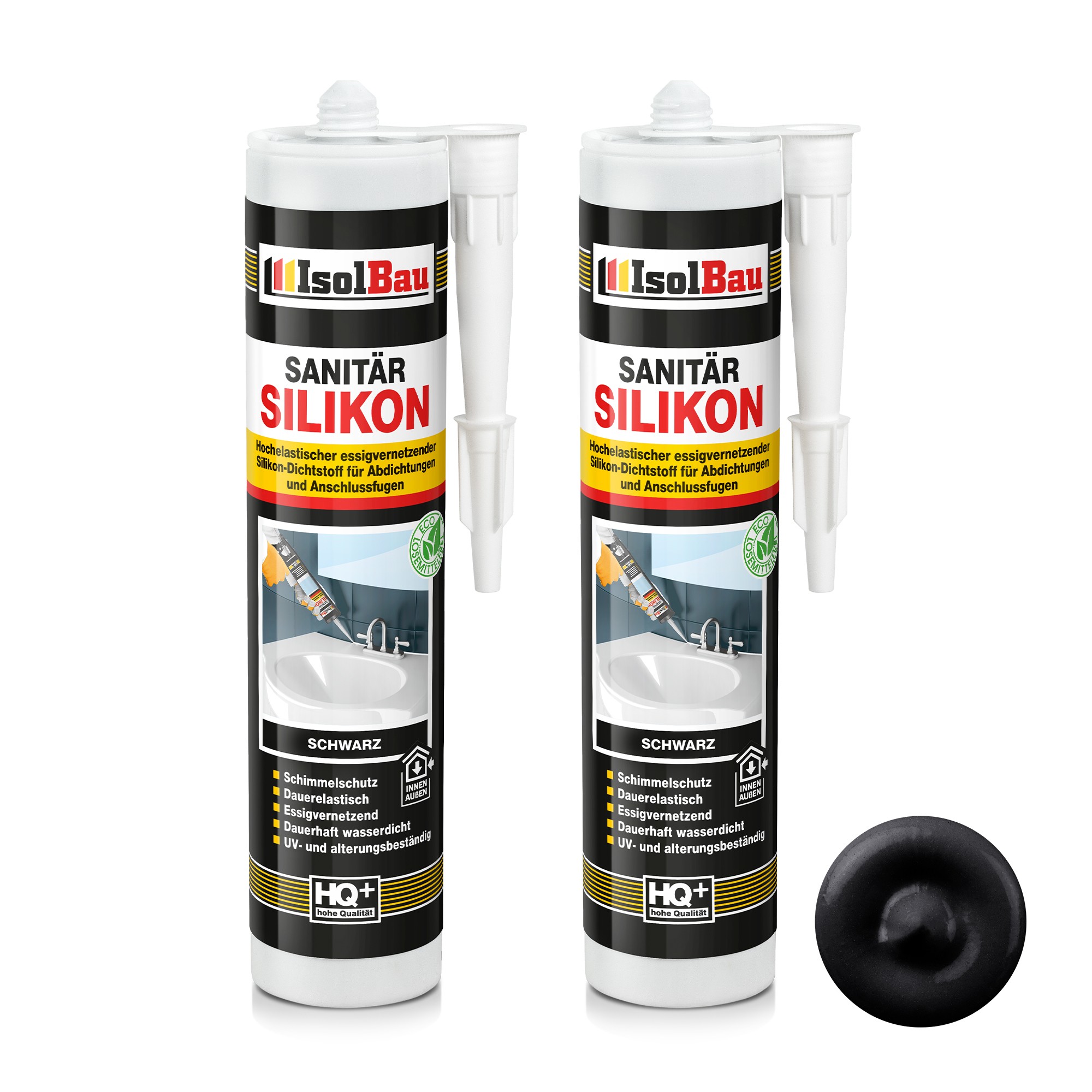 Sanitär Silikon Schwarz 2 X 300 Ml Küche Dusche Abdichten Kleben Bad Dichtstoff