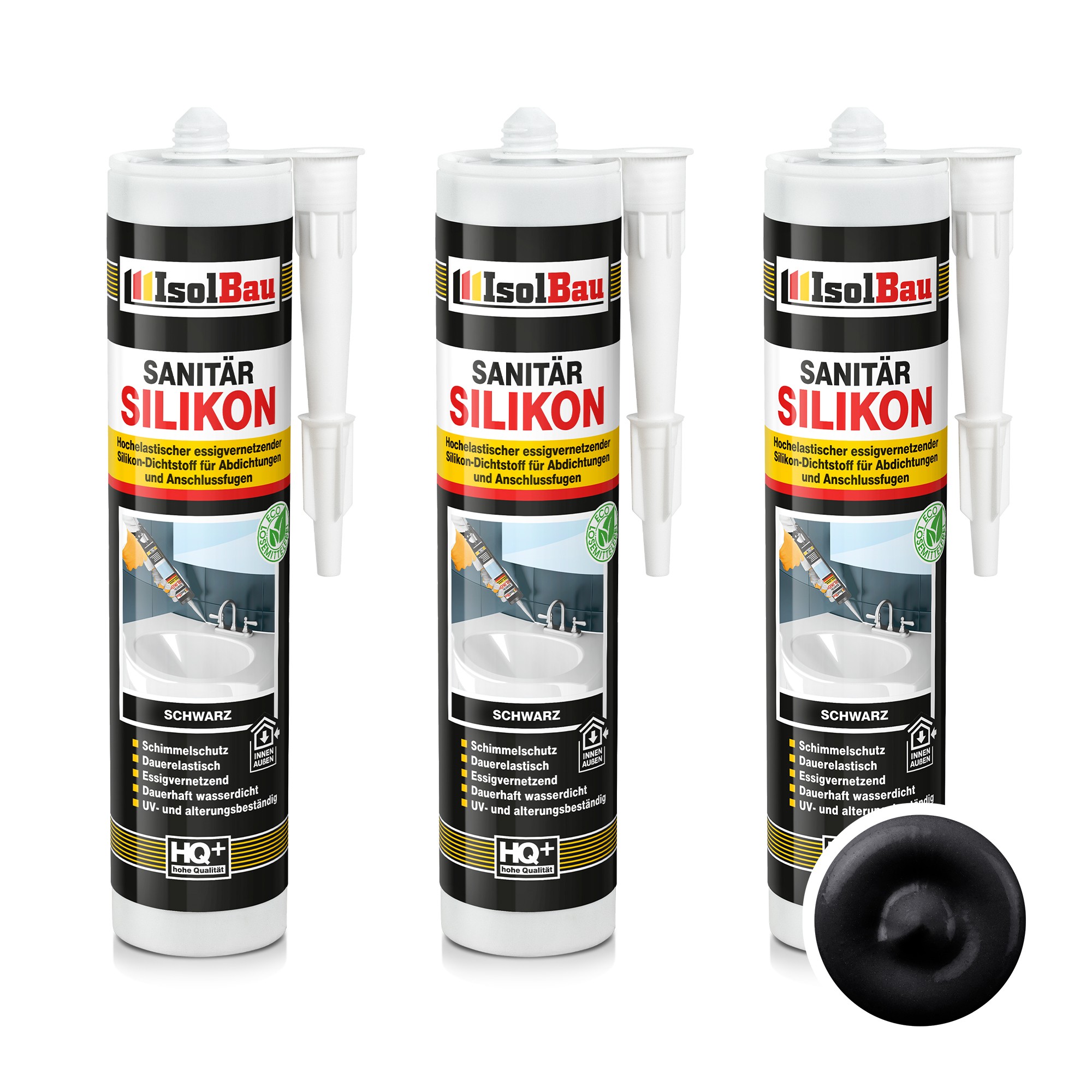 Sanitär Silikon Schwarz 3 X 300 Ml Dusche Abdichten Kleben Bad Dichtstoff Küche
