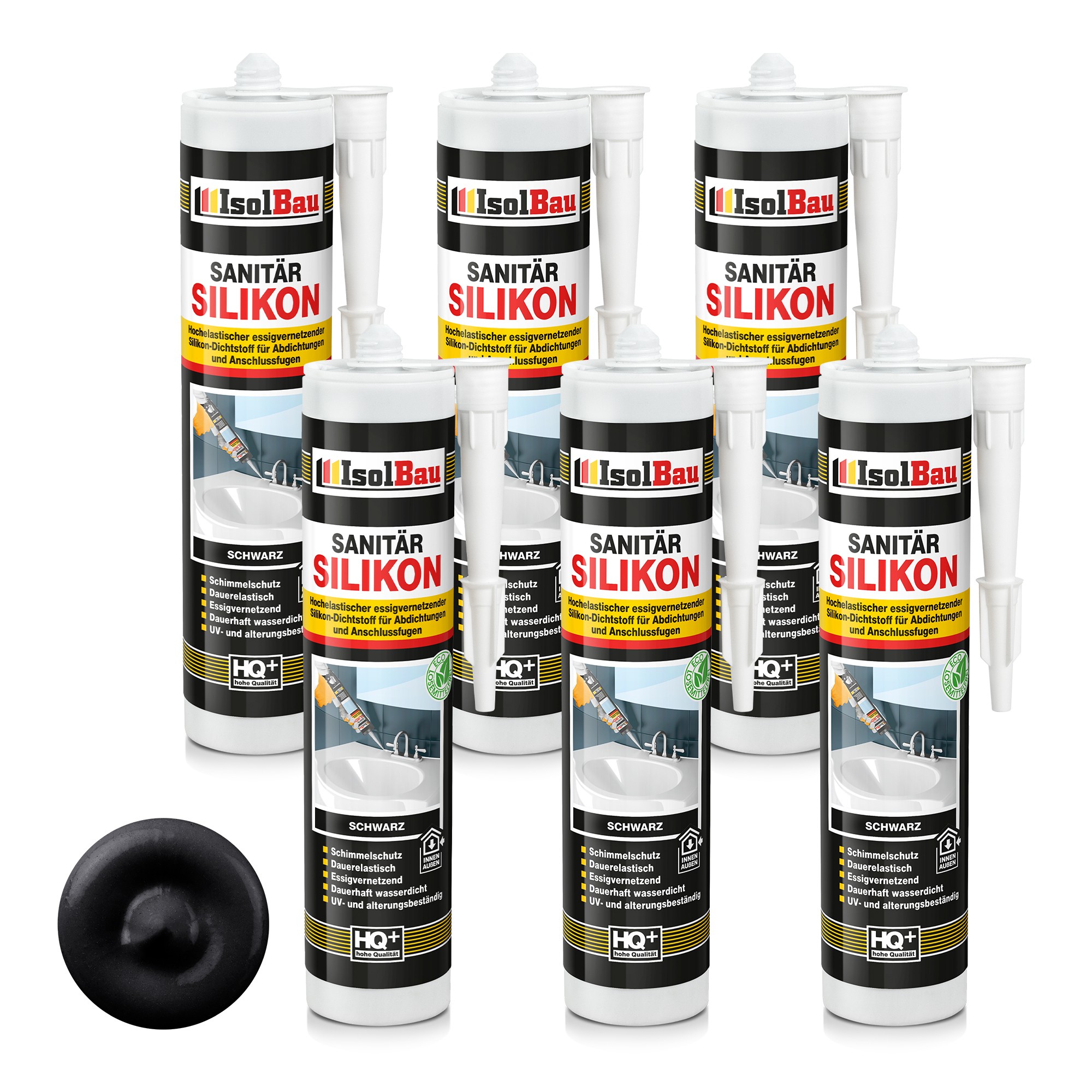 Sanitär Silikon Schwarz 6 X 300 Ml Bad Dichtstoff Küche Dusche Abdichten Kleben