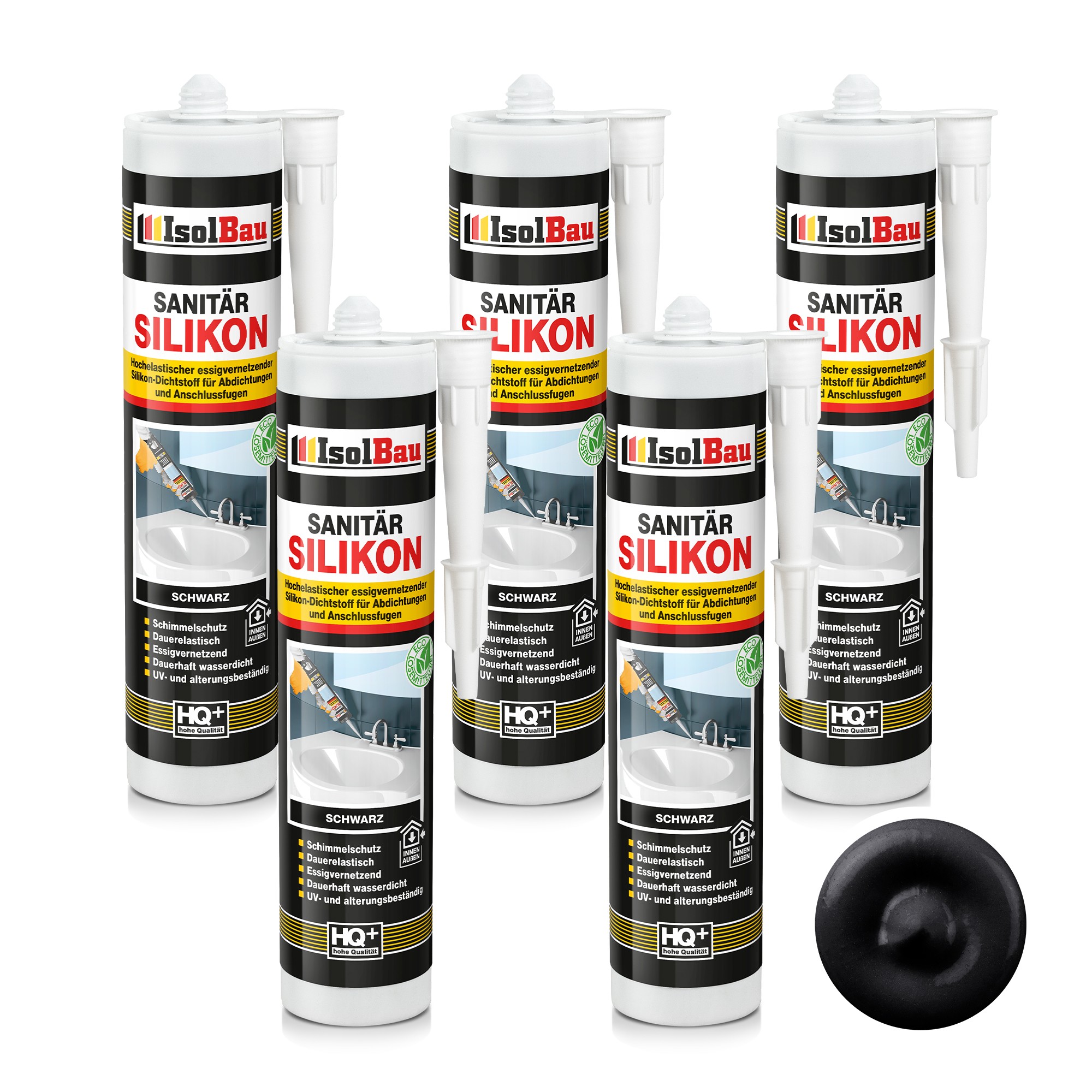 Sanitär Silikon Schwarz 5 X 300 Ml Kleben Bad Dichtstoff Küche Dusche Abdichten