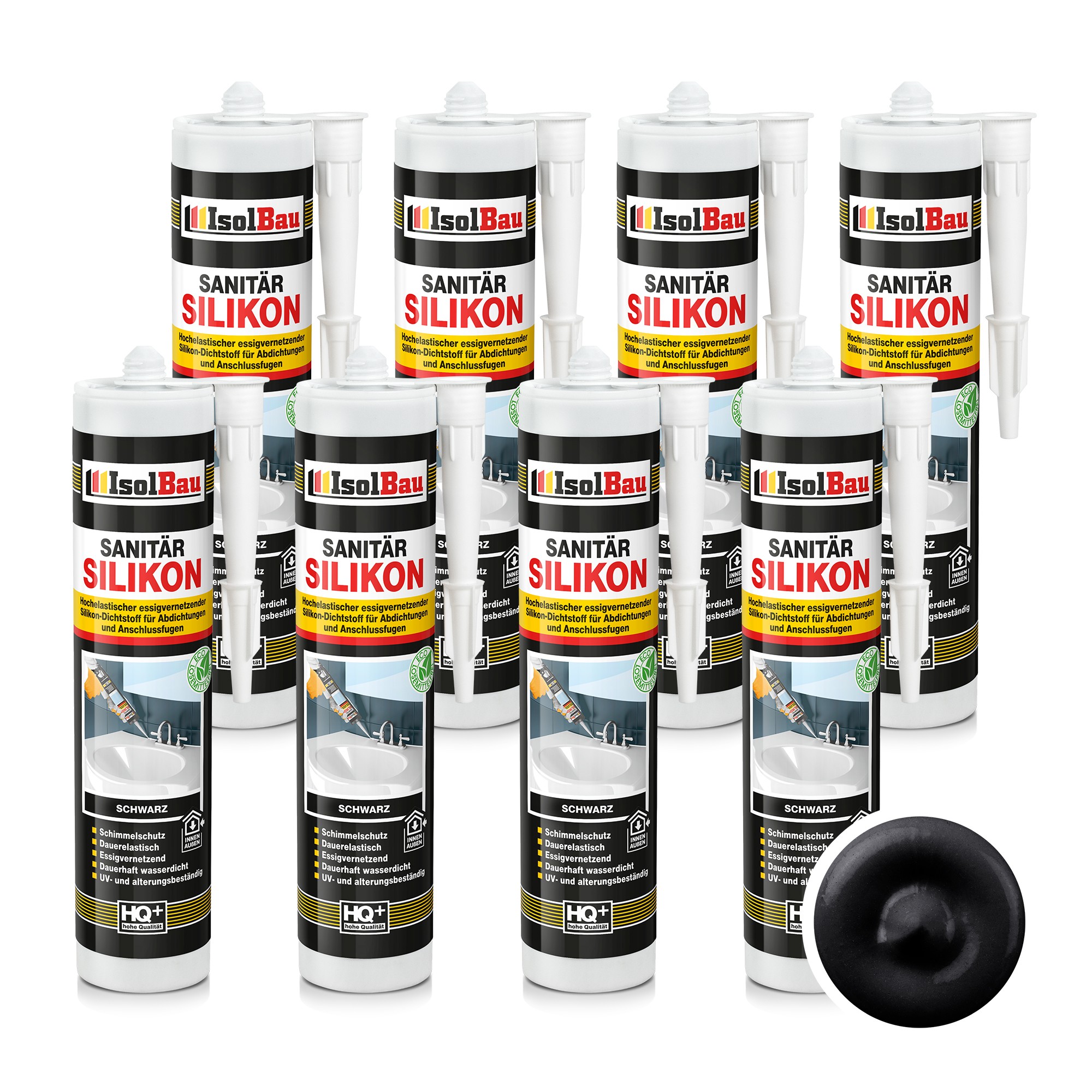 Sanitär Silikon Schwarz 8 X 300 Ml Dichtstoff Küche Dusche Abdichten Kleben Bad