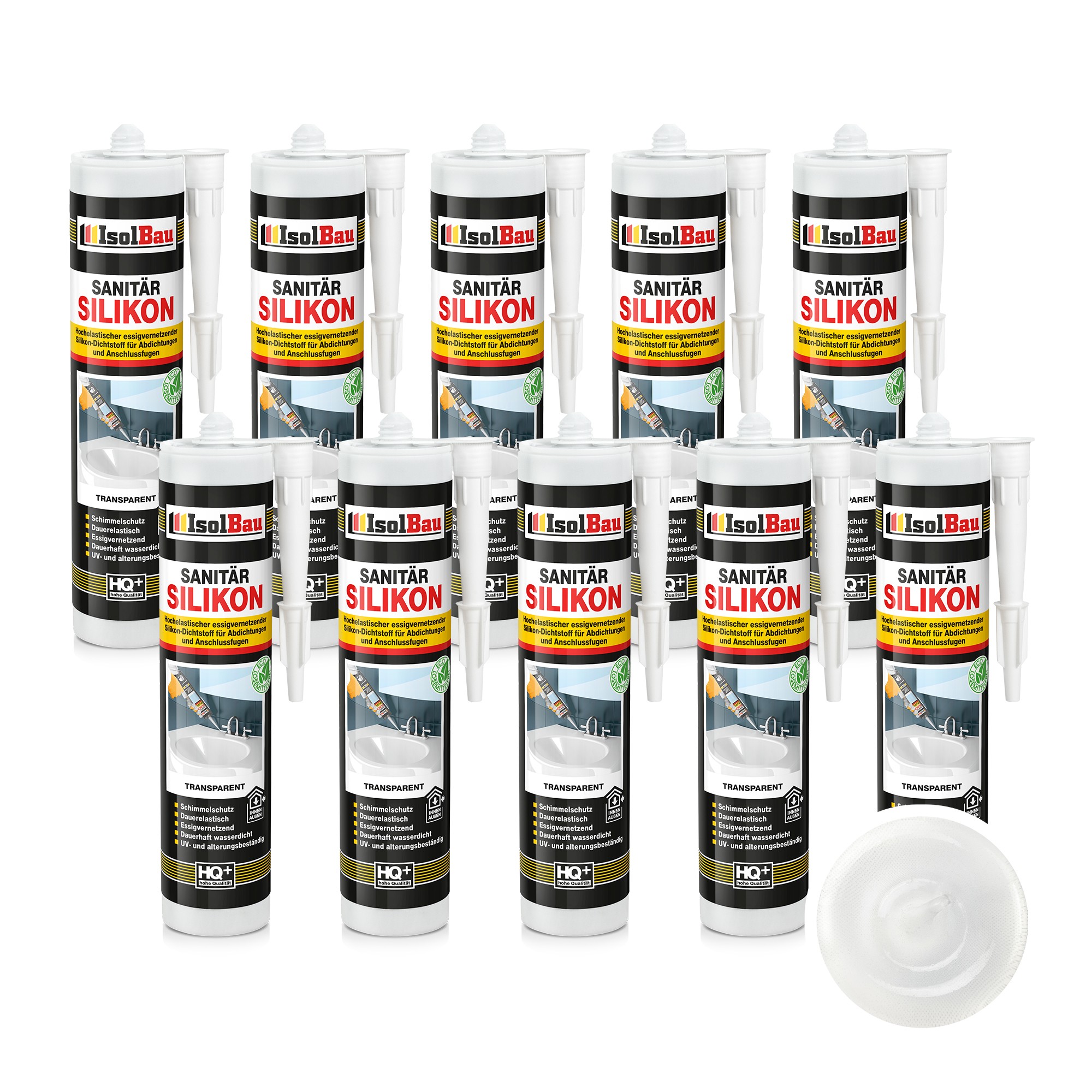 Sanitär Silikon Transparent 12 X 300 Ml Abdichten Kleben Dichtstoff Küche Dusche