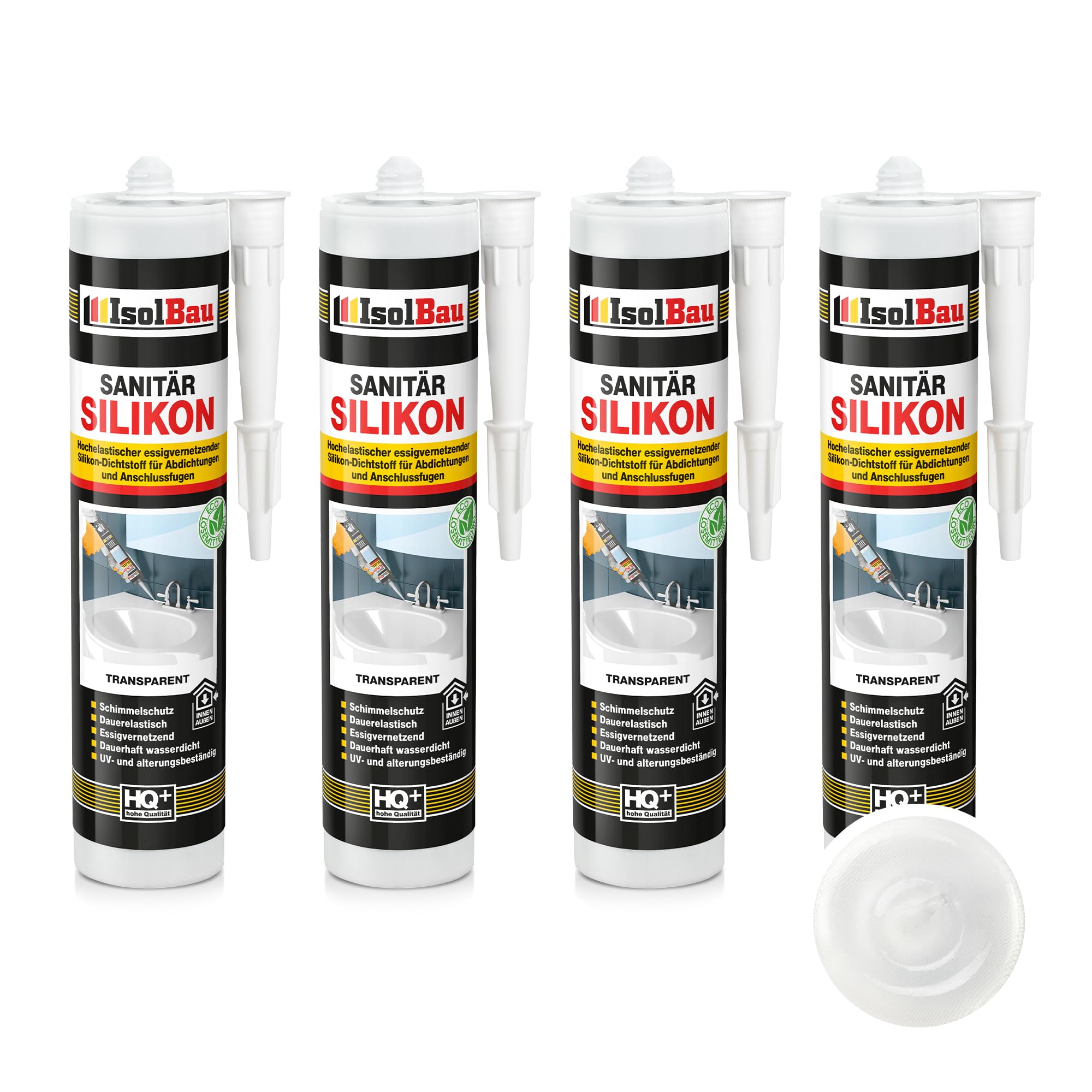 Sanitär Silikon Transparent 4 X 300 Ml Abdichten Kleben Dichtstoff Küche Dusche
