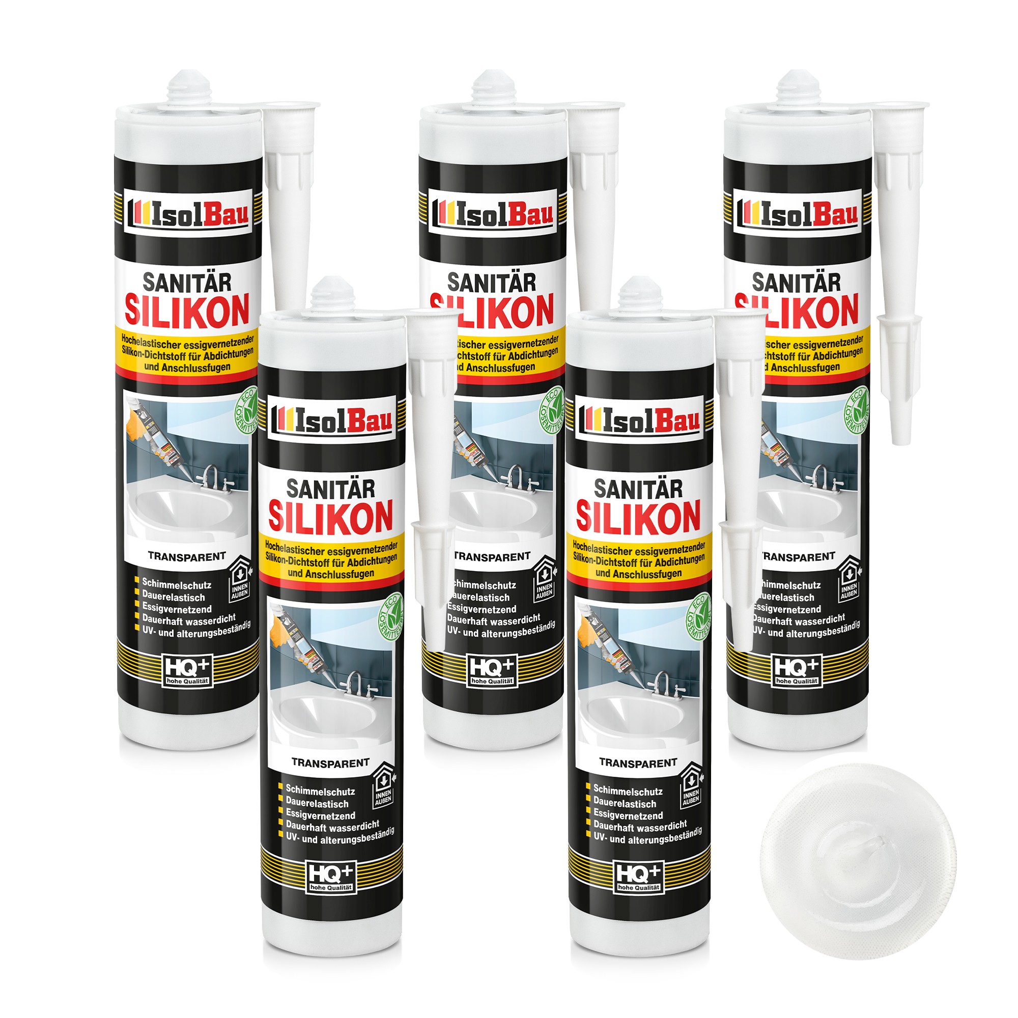 Sanitär Silikon Transparent 5 X 300 Ml Kleben Dichtstoff Küche Dusche Abdichten