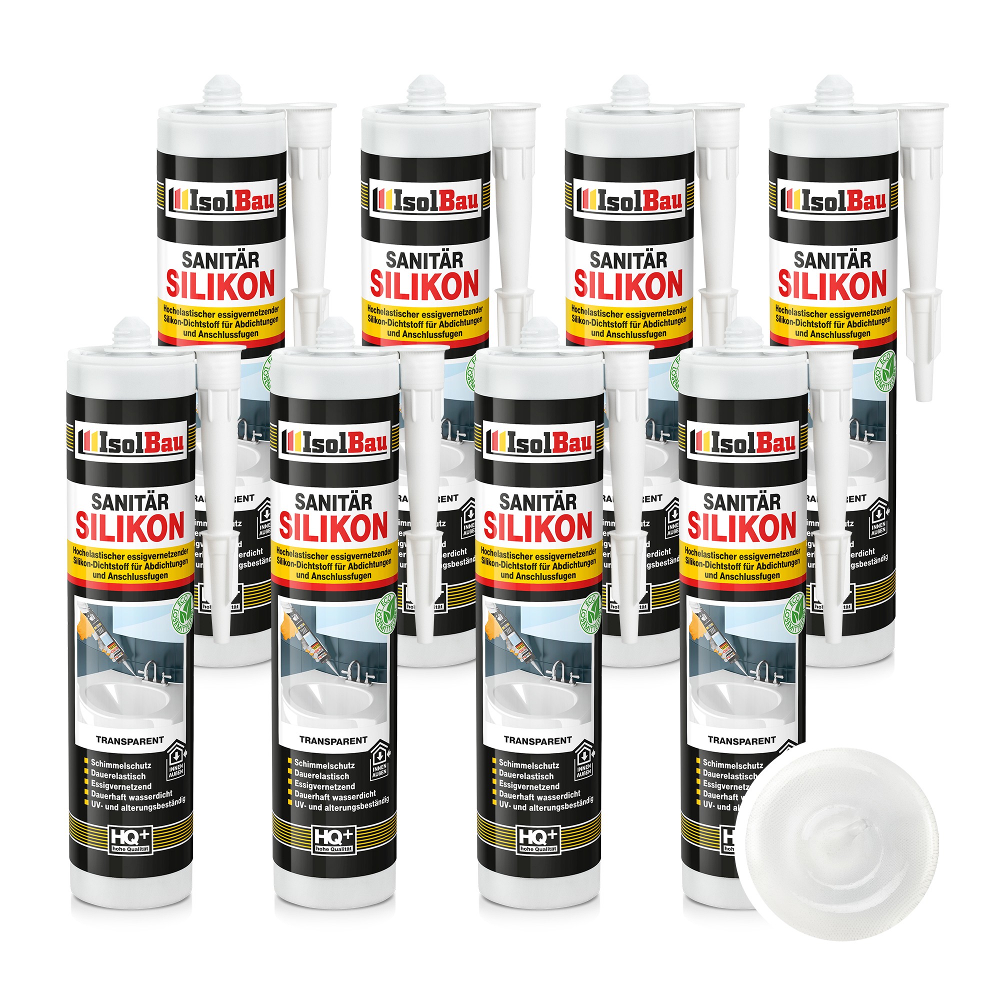 Sanitär Silikon Transparent 8 X 300 Ml Küche Dusche Abdichten Kleben Dichtstoff