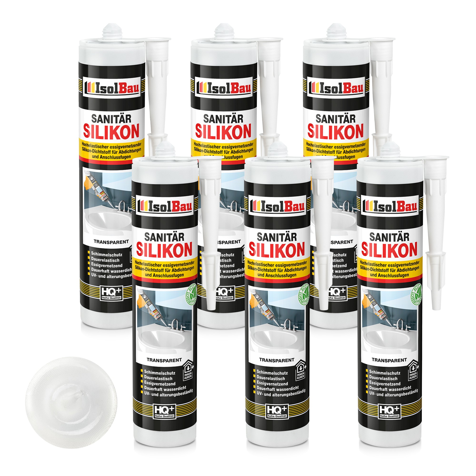 Sanitär Silikon Transparent 6 X 300 Ml Dichtstoff Küche Dusche Abdichten Kleben