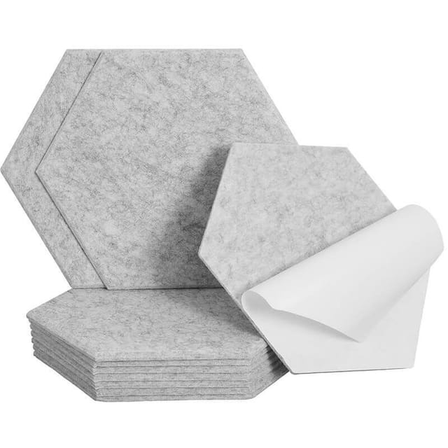 HOME DELUXE Akustikplatten Hexagon selbstklebend SILENT - Hellgrau, 20er Set Schallschutzplatten, Wanddekoration, Schallabsorber, Akustik Paneel