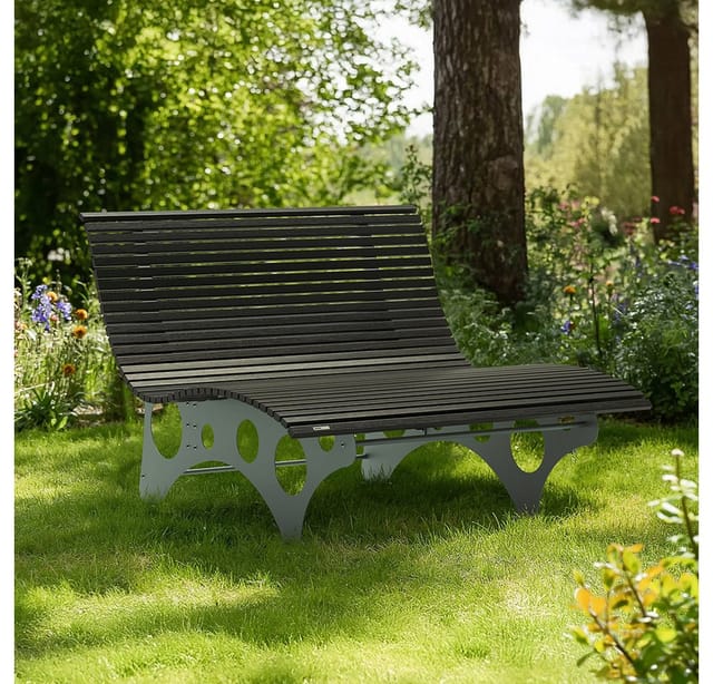 HOME DELUXE Wellenliege NIRA Anthrazit - 148 cm Wellenliege, WPC Liege Garten, Sonnenliege