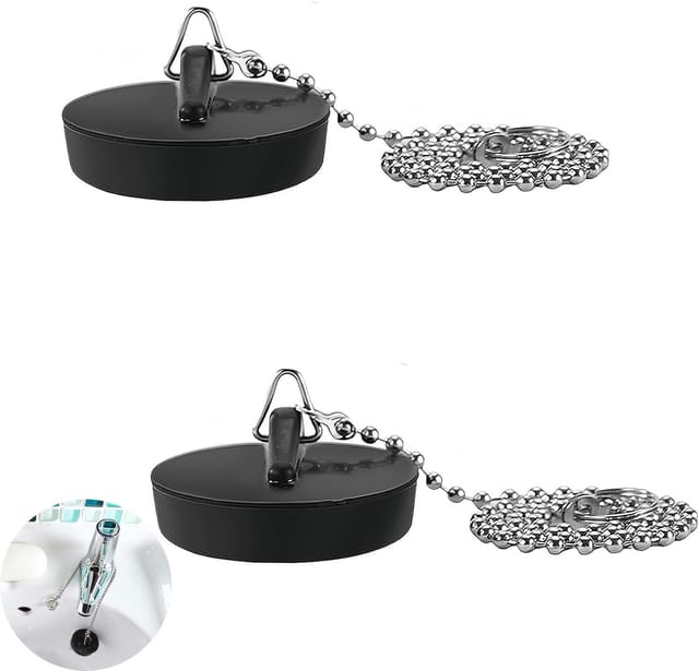 Universal Badewannenstöpsel [2 Stück], Waschbeckenstöpsel Mit 40cm Kugelkette, Küchenspülenstöpsel, Für Waschbecken, Bad Und Küche