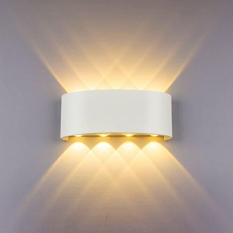 8-w-led-wandleuchte, Weiß, Modernes Design, Wasserdichtes Aluminium (ip65), Geeignet Für Den Innen- Und Außenbereich, Schlichtes Und Robustes Design