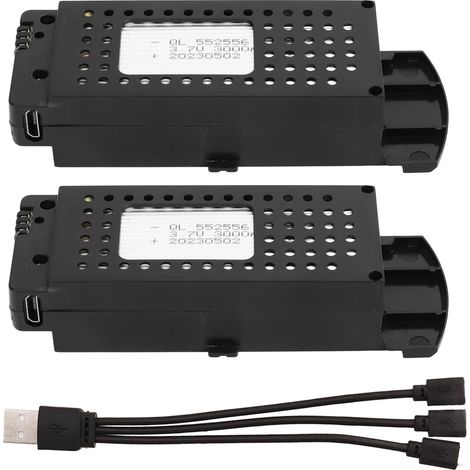 2 Ersatzakkus Für Drohnen, 3,7 V 3000 Mah Lithium-akku Mit Ladeschutz, Inklusive 3-in-1-kabel, Kompatibel Mit S6 G6 Rc-hubschrauber