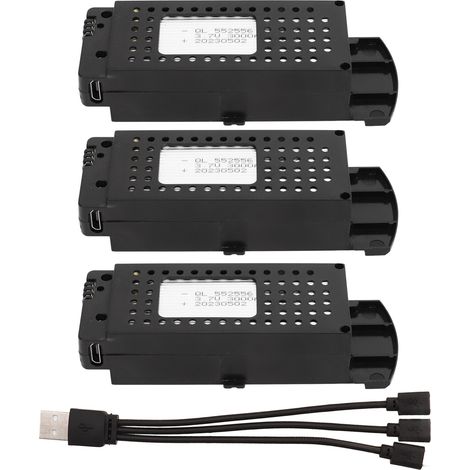 Set Aus 3 Lithium-akkus Mit Je 3000 Mah Für Rc-flugzeuge, Inklusive Ladekabel, Kompatibel Mit S6 G6.