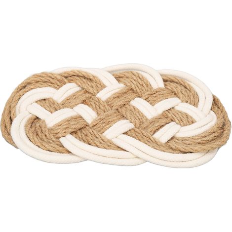 Set Mit 6 Geflochtenen Untersetzern Aus Jute-baumwolle, Wärmeisolatoren, Tassenuntersetzern Und Tischschonern.