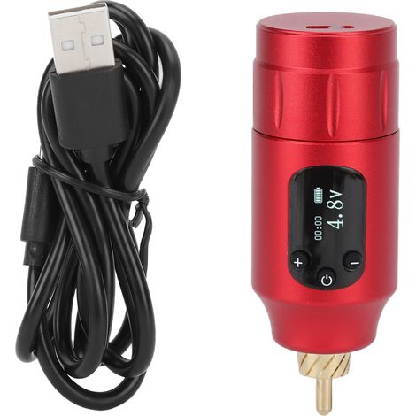Wiederaufladbares, Rotes Rca-usb-netzteil Für Kabellose Tätowiermaschinen, Rca-schnittstelle, Eingebauter Akku