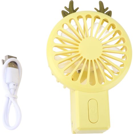 Mini-ventilator Mit 5 Niedlichen, Ohrförmigen Flügeln, 3 Geschwindigkeitsstufen, Kompakter Größe, Für Kühlung Im Freien, Gelb