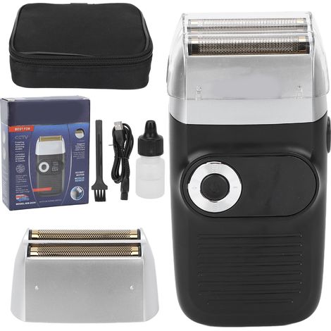 Wiederaufladbarer Elektrischer Trimmer Mit Usb-anschluss, Doppelklinge, Lcd-bildschirm, Kopf- Und Bartrasierer Für Männer.
