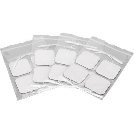 16 Wiederverwendbare, 5 X 5 Cm (2 Zoll) Große, Selbstklebende Quadratische Elektroden Für Die Therapie, 2 Mm/0,08 Zoll Stecker, Ersatzpflaster