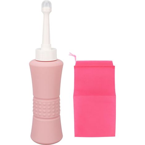 500 Ml Tragbare, Pinkfarbene Bidetflasche, Mit Reiseaufbewahrungstasche, Für Die Wochenbettpflege, Aufrechtes Design, Vielfältige Und Praktische Anwendungsmöglichkeiten.