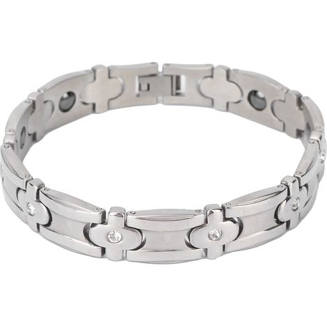 Magnetarmband Für Damen Und Herren Aus Silberfarbenem Titanstahl, Linderung Von Schmerzen Und Müdigkeit, Unisex-magnettherapie
