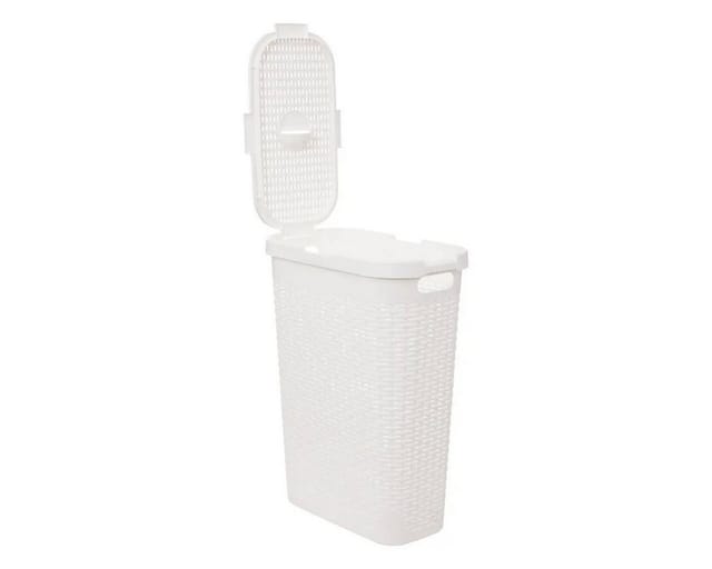 Schlanker abfallbehälter rattan 40l weiß - 5five