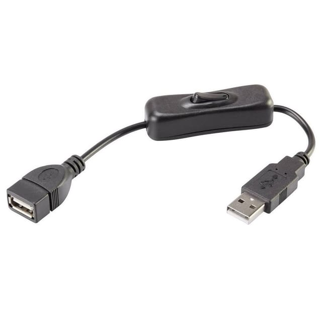 USB-Kabel usb 2.0 usb-a Stecker, usb-a Buchse 0.25 m Schwarz inkl. Ein/Aus-Schalter, vergo - Renkforce
