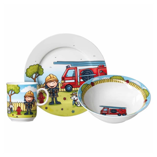 Kindergeschirrset Feuerwehrmann 'Bernie' 3-teilig