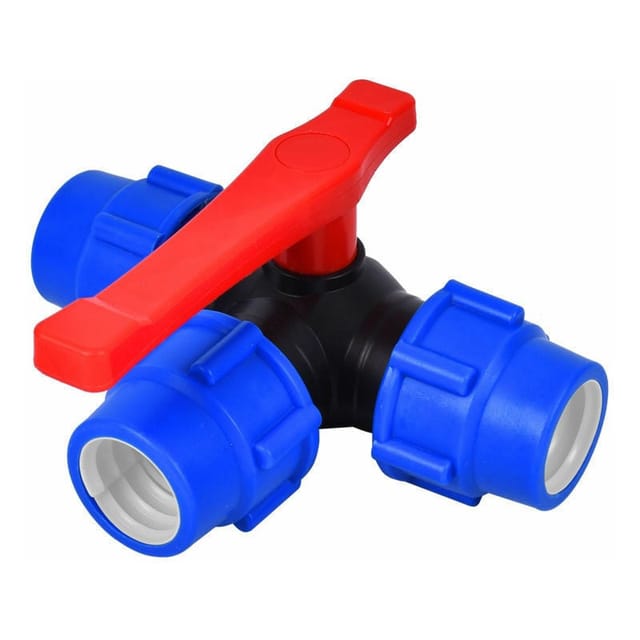 Absperrkugelhahn, 40-mm-Dreiwege-Kugelhahn, Schnellanschluss, PVC-PE-Rohr, Schnellschalter-T-Anschluss (Größe: 40 mm) - Ahlsen
