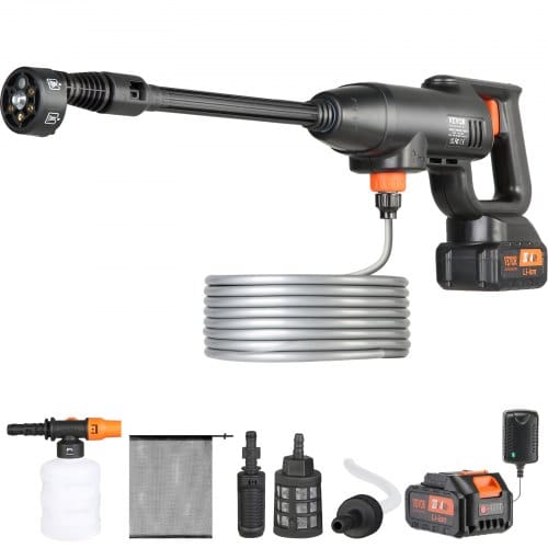 Vevor Akku Hochdruckreiniger Kabellos Wasser Druckreiniger Spritzpistole Druckreinigerpistole (220w 21v, 40bar, Zur Mobilen Reinigung Und Bewässerung, 4l/min, Inkl. Zubehör, Ladegerät)