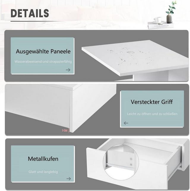 Nachtschrank Nachttisch hängend Weiß Nachtkästchen, offenem Fach, Wandkonsole Hängeschrank Schweberegal 40x31x35 cm - Weiß - Woltu