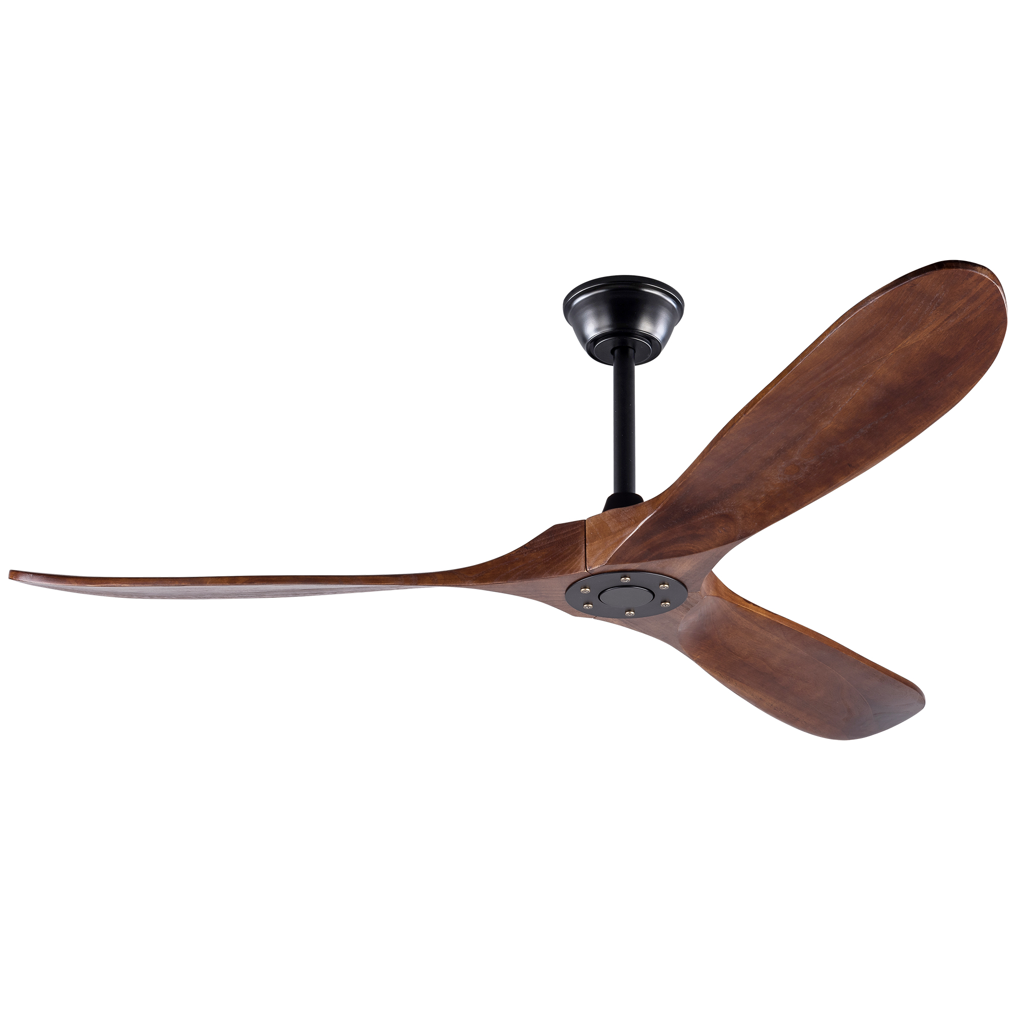 Deckenventilator Ohne Licht 152 Cm Mit Fernbedienung Und Leisem Dc-motor, Metall Und Holz, Mid-century Stil, Schwarz Und Dunkler Nussbaum