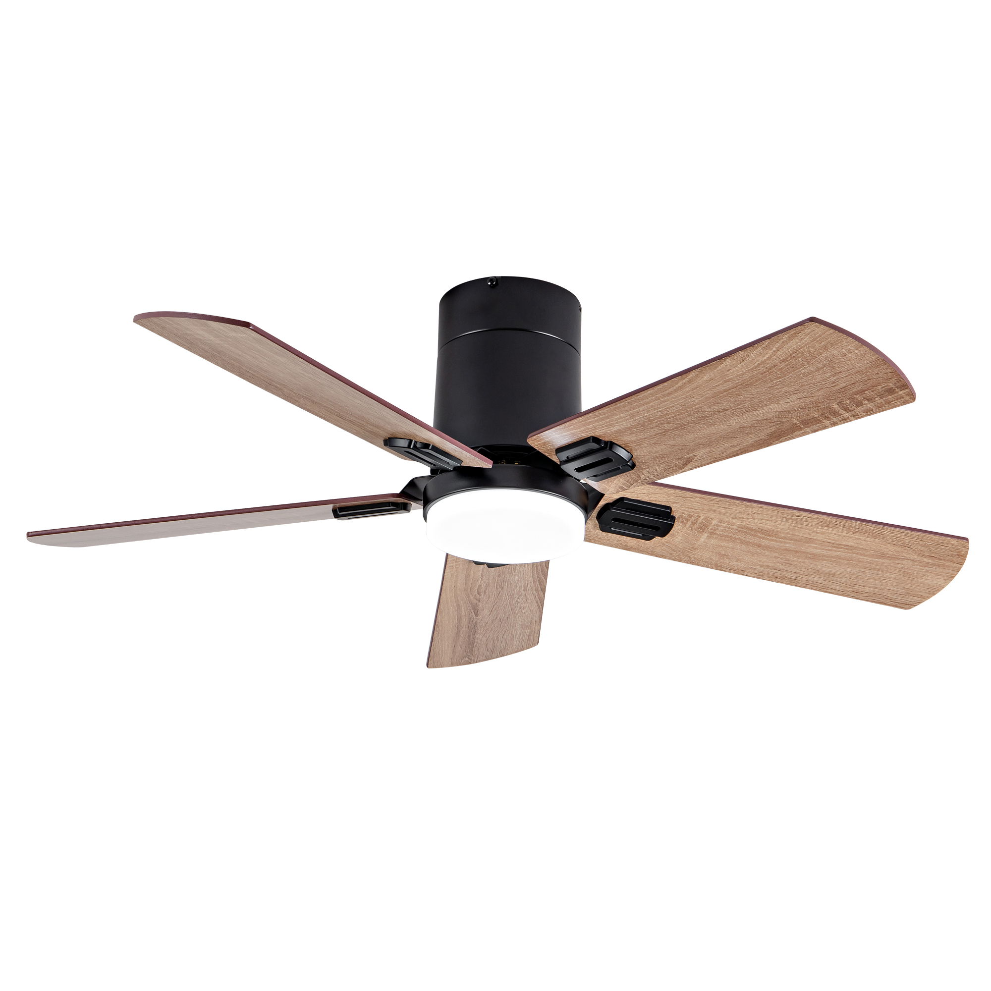 Deckenventilator Mit Beleuchtung 107cm Fernbedienung Dimmbare Led Leiser Dc-motor Metall Und Holz Modern Schwarz Und Dunkler Nussbaum