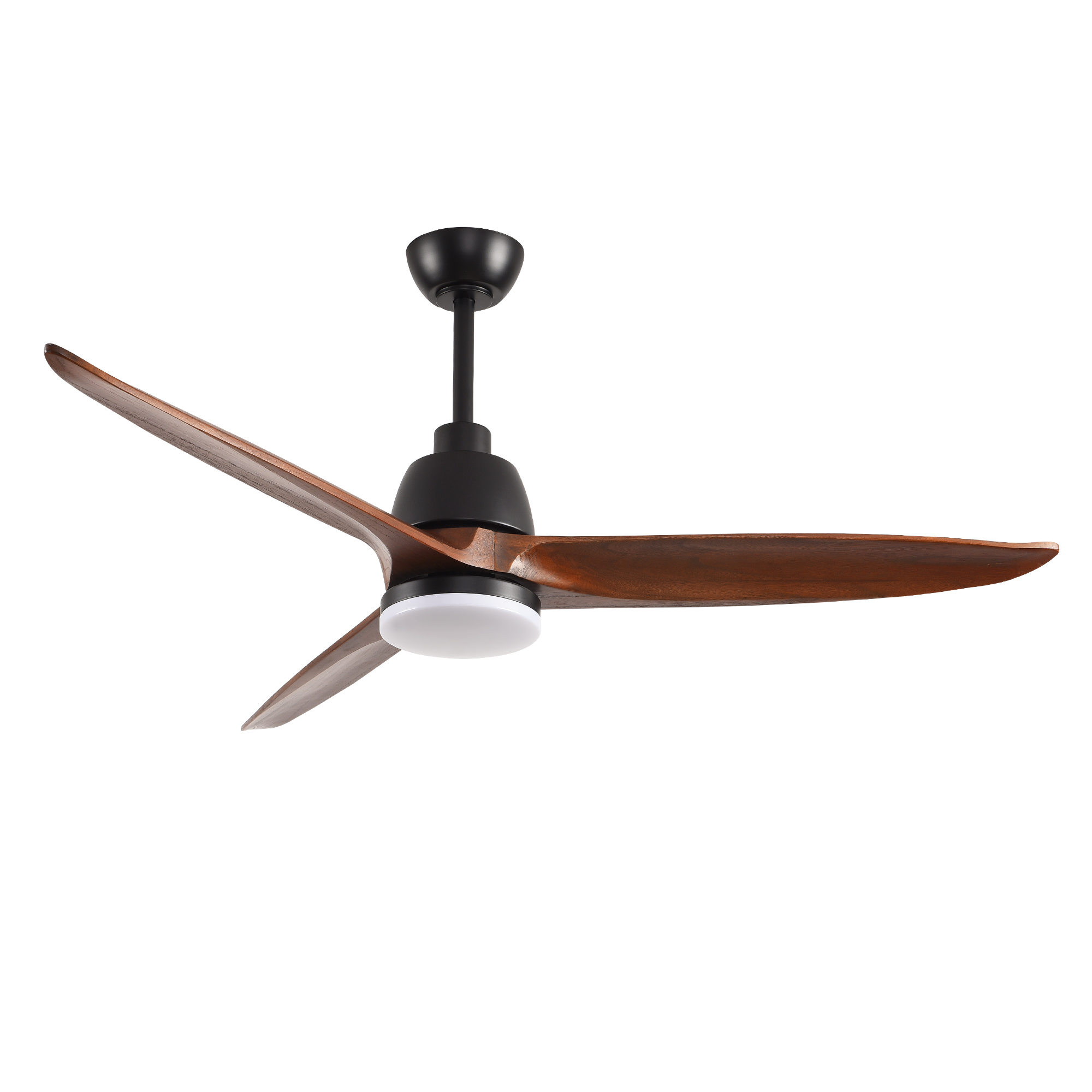 Deckenventilator Mit Beleuchtung 132 Cm, Reversibler Dc-motor Dimmbare Led, Metall & Massivholz, Modern, Schwarz & Dunkler Nussbaum