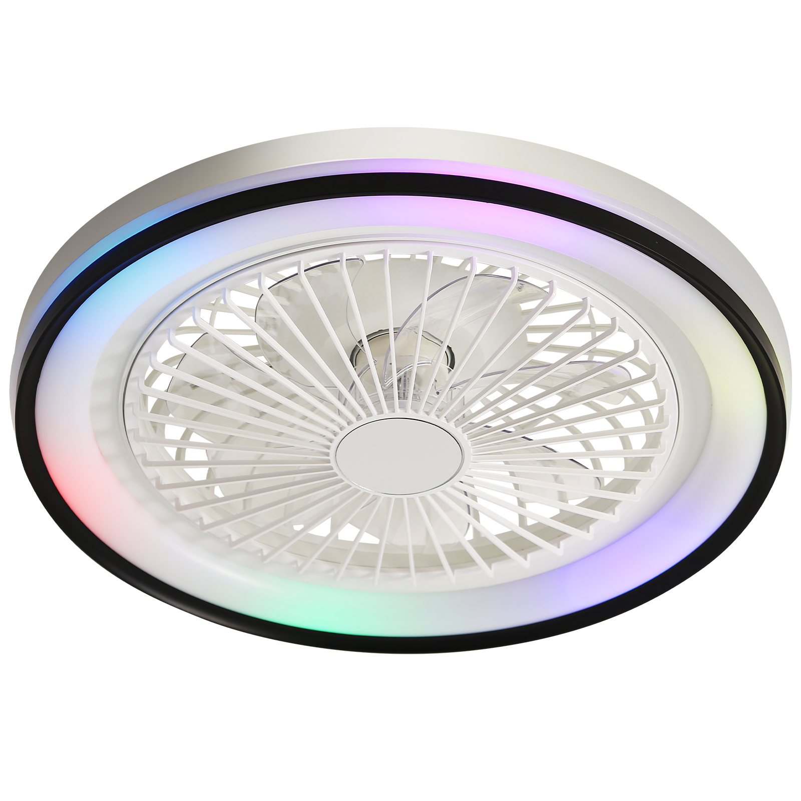 Deckenventilator Mit Beleuchtung 19 Zoll, 6 Stufen, Fernbedienung, Rgb Led, Abs, Modern, Weiß