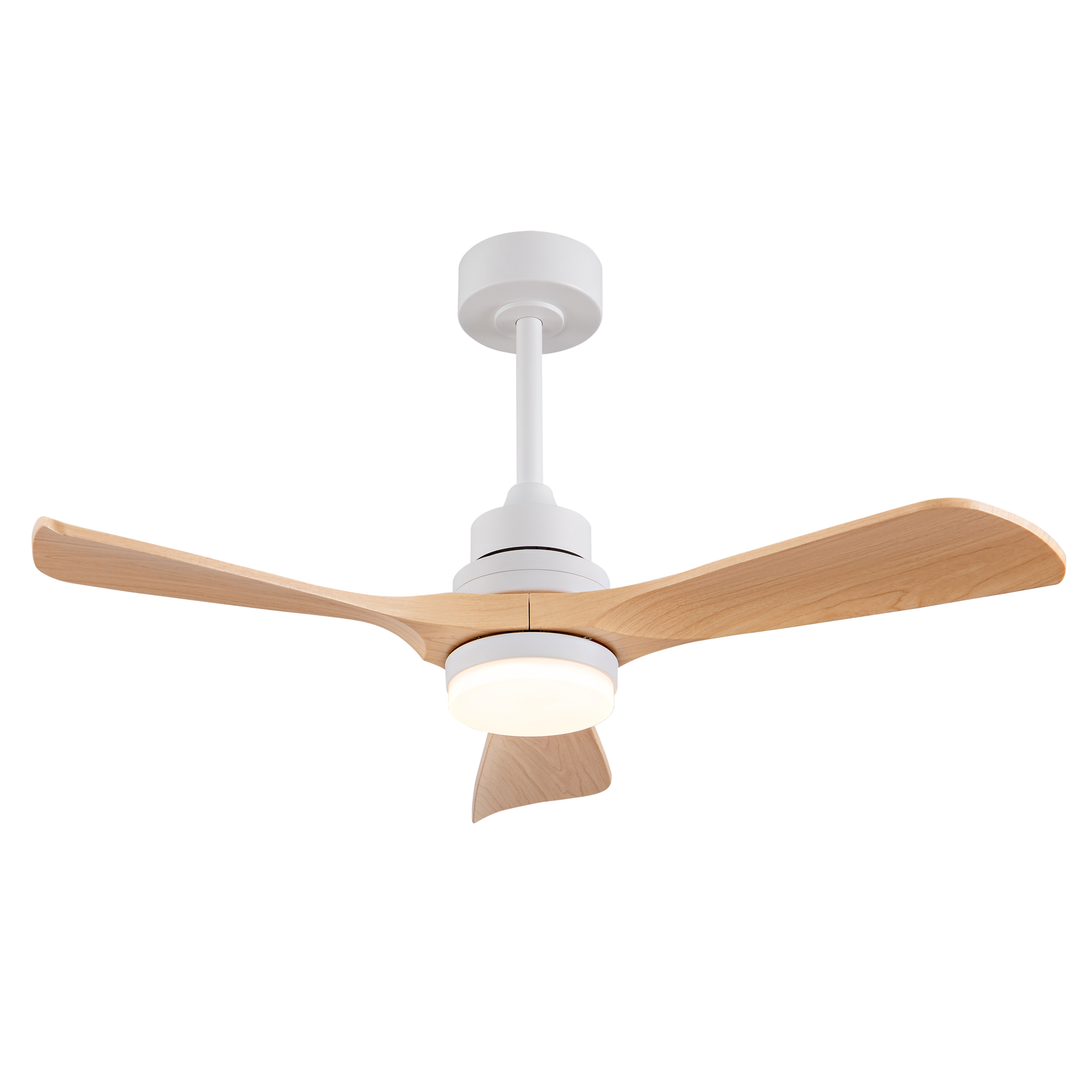 Deckenventilator Mit Beleuchtung 107cm, Fernbedienung, Leiser Dc-motor, Dimmbare Led, Abs, Moderner Bauernhaus-stil, Weiß Und Naturholz
