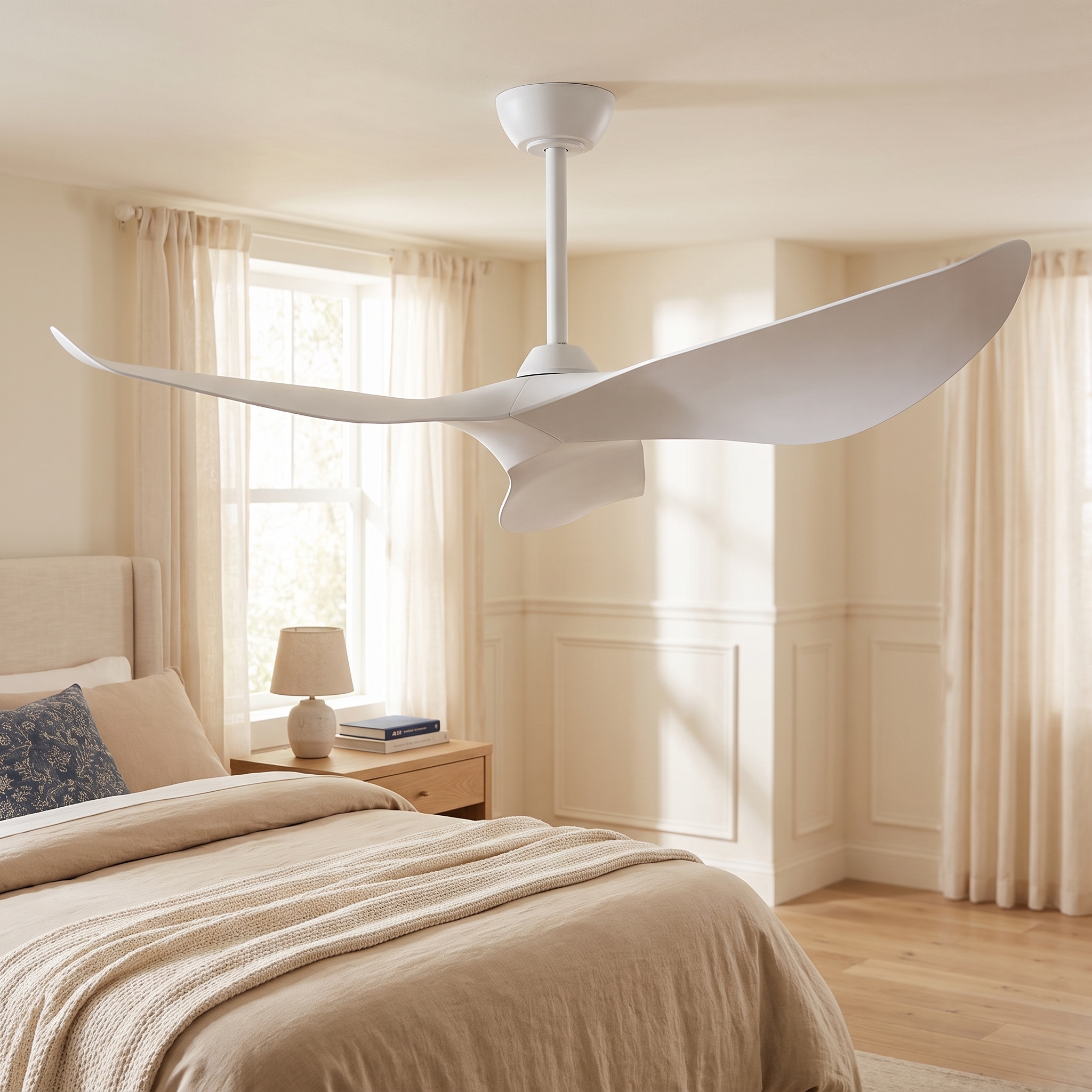 Deckenventilator Ohne Beleuchtung 96 Cm Mit Fernbedienung Und Dc-motor, 6 Geschwindigkeiten, Abs-flügel, Modernes Design, Mattweiß