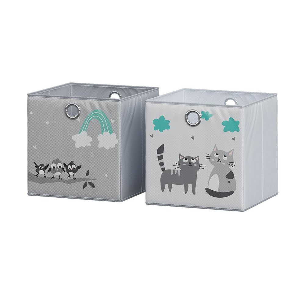 Faltbox , Grau (Katzen & Vögel), 30 x 30 cm (Motiv Katzen & Vögel) Vicco Bild 2