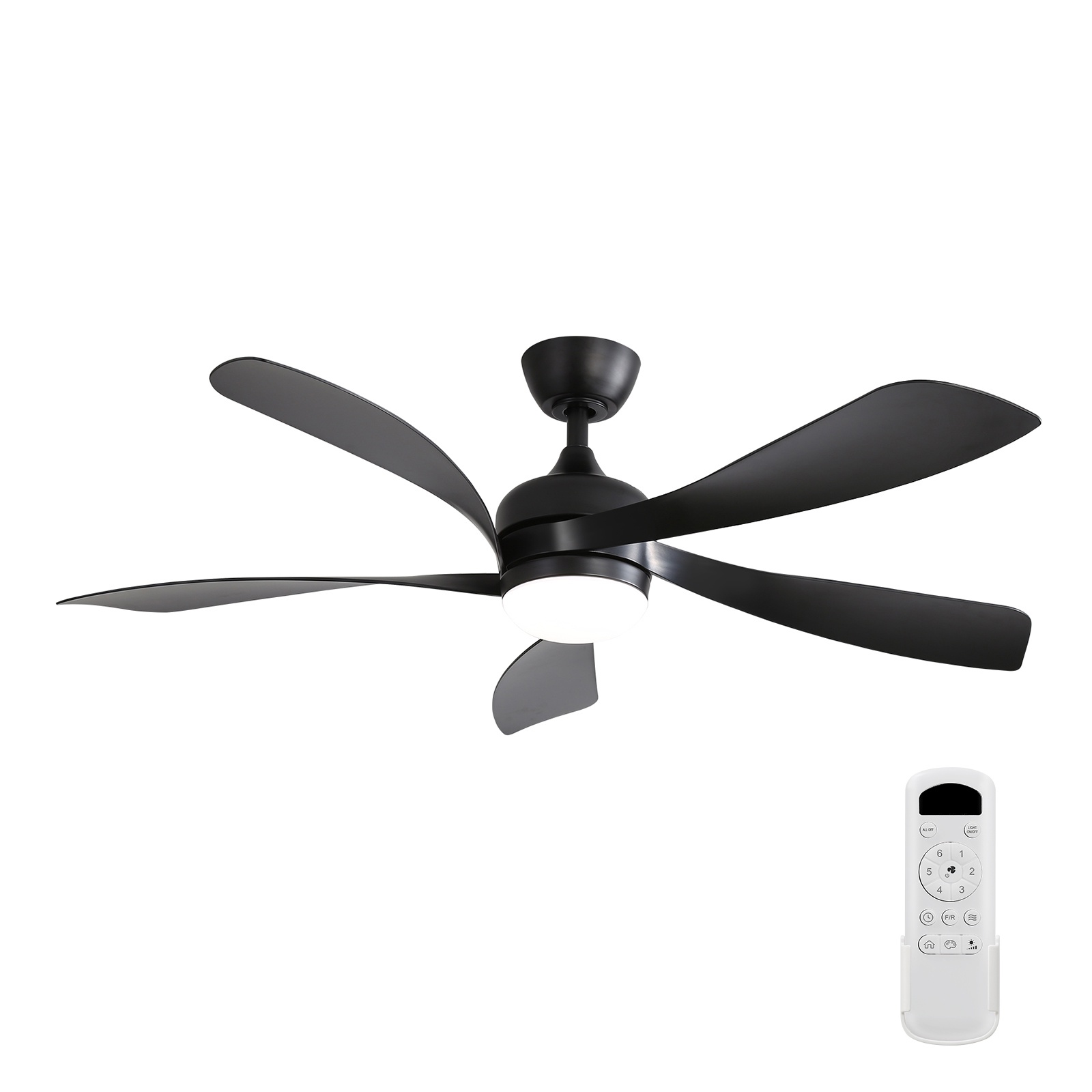 Deckenventilator Mit Led-beleuchtung, 132 Cm, Fernbedienung, 6 Geschwindigkeitsstufen, Leiser Reversibler Betrieb Und Timer, Für Wohnzimmer, Schlafzimmer Und Überdachte Terrasse, Schwarz